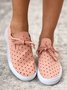 Pink Bow Decor Breathable Hollow out Casual Slip On Shoes