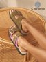 Khaki Color Block Buckle Decor Espadrille Slide Sandals