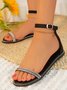 Rhinestone Thin Strap One Word Strap Sandals