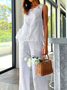 Casual Loose Crew Neck Cotton Two-Piece Set