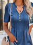 Notched Buckle Casual Plain Tuinc Blouses