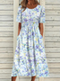 Plus Size Crew Neck Vacation Floral Dress