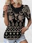 Ethnic Loose Casual Cut-Outs Shirt