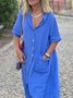 Casual Plain Loose Hoodie Dress