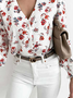 Regular Fit V Neck Casual Floral Blouse