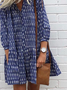 Loose Abstract Graphic Casual V Neck Dress
