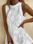 Plain Lace Jacquard Sleeveless Casual Tunic Dress