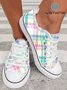 Easter Day Multicolor Plaid Print Fringe Hem Lace-up Canvas Shoes