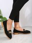 Metal Chain Decor Low Heel Loafers