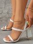Croc-print Faux Leather Urban Slim-strap Block-heel Sandals