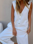 Loose Cotton Casual Plain Jumpsuit