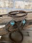 Ethnic Vintage Turquoise Metal Dangle Earrings