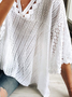 V Neck Casual Plain Loose Shirt