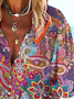 Plus Size Ethnic Paisley Shirt Collar Loose Blouse