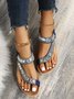 Rhinestone Decor Comfy Sole Slip On Strappy Sandals