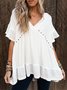Plain Loose Casual V Neck Shirt
