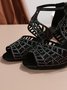 Black Rhinestone Cutout Horseshoe Sandals