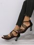 Black Rhinestone Cutout Horseshoe Sandals