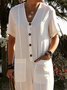 Loose V Neck Pocket Stitching Casual Jumpsuit