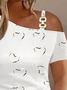 Plus Size Asymmetrical Elegant Stamped Bronzing Heart Shirt