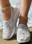 Breathable Contrast Sequin Lace Slip-on Platform Sneakers