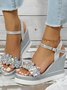 Resort Rhinestone Flower Wedge Sandals