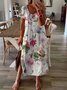 Plus Size Vacation Floral Jersey Loose Dress