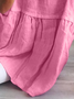 Plus Size Casual Cotton Crew Neck Shirt
