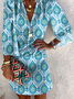 Loose Casual V Neck Ethnic Dress