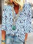 Floral Casual Loose V Neck Shirt