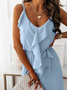 Casual Loose Crew Neck Flouncing Dress