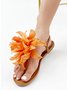Three-dimensional Floral Decor Thong Sandals