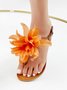 Three-dimensional Floral Decor Thong Sandals