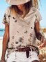 Notched Loose Jersey Casual T-Shirt