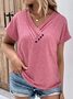 Plus Size Casual Loose V Neck Jersey T-Shirt