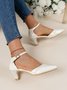Elegant White Pointed Toe Ankle Strap Wedding Shoes