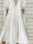 Lace Cotton And Linen Casual Plain Dress