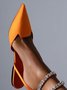 Satin Baotoe Pointed Rhinestone Shoes