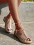 Women Breathable Mesh Metallic Rhinestone Decor Wedge Sandals