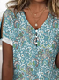 V Neck Casual Buckle Loose Shirt