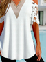 Plain Casual V Neck Loose tunic Shirt
