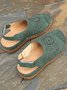 Ethnic Pattern Breathable Hollow Retro Casual Wedge Sandals