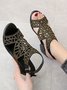 Geometric Hollow out Rhinestone Party Low Heel Dance Sandals