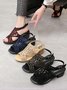 Geometric Hollow out Rhinestone Party Low Heel Dance Sandals