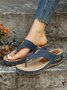 Hollow Out Metal Decor Wedge Thong Slide Sandals