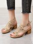 Geometric Hollow out Rhinestone Party Low Heel Dance Sandals