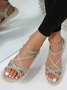 Rhinestone Cross Strap Cozy Resort Sandals