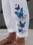 Plus Size Butterfly Print Casual Loose Cotton Pants