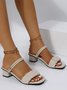 Solid Color Pleated Strap Two Wear Chunky Heel Sandals