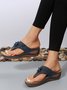 Women Rhinestone & Flower Decor Flip-flops Wedge Slide Sandals